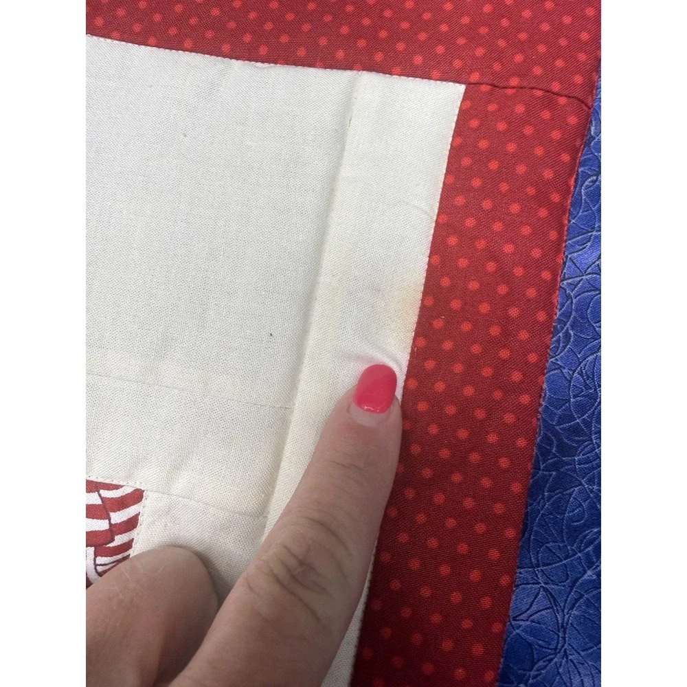 USA Patriotic Uncle Sam Red White Blue Handmade Quilted Table Runner July 41x18